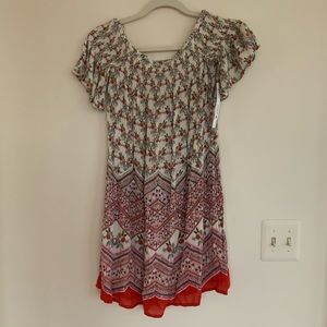 AQUA Smocked Off the Shoulder Dress